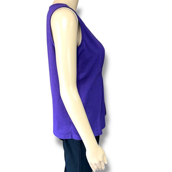 Basic Editions Womens Tank Top Pullover Smocked Empire Waist Purple Small - Picture 3 of 9